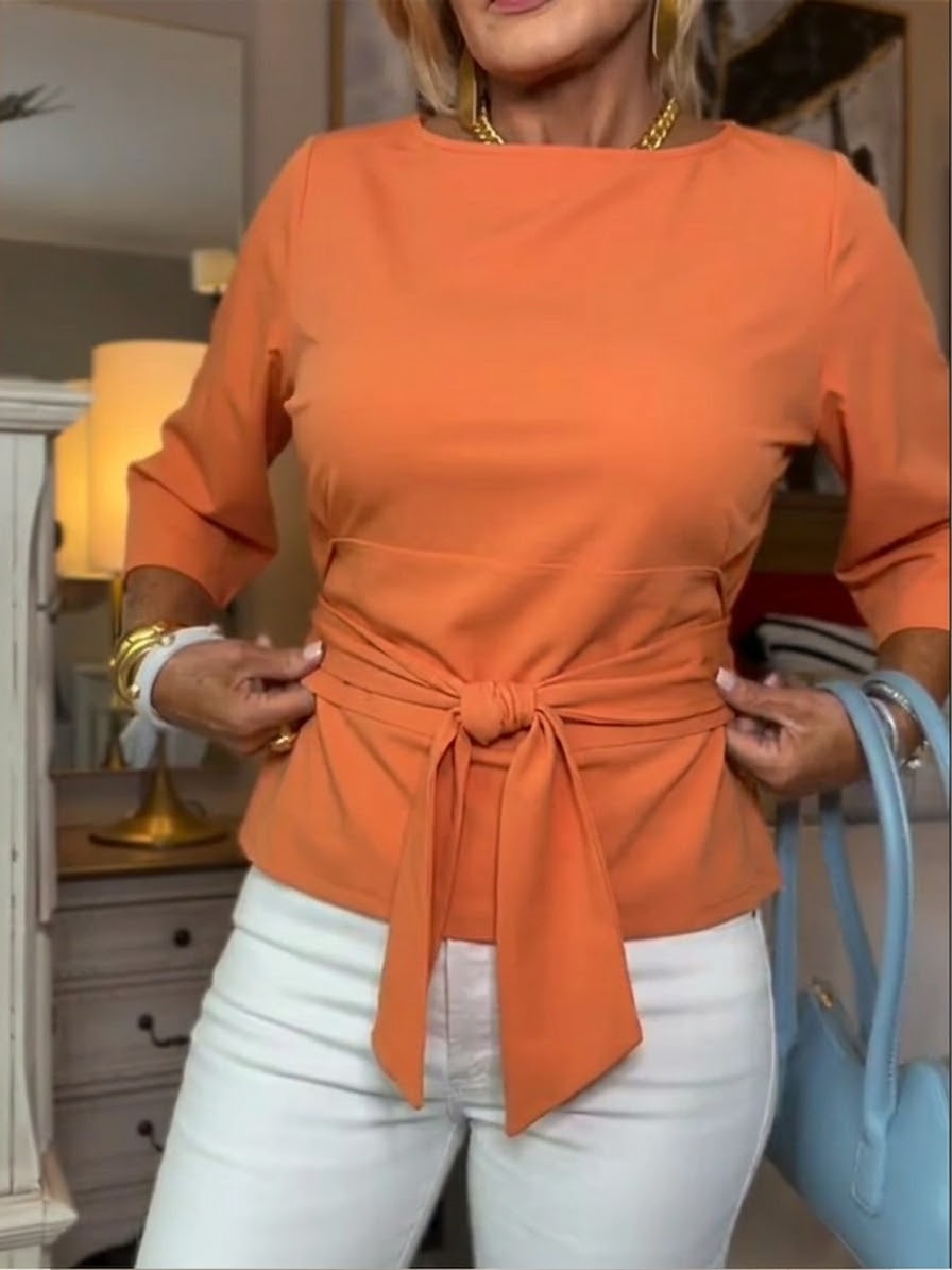 ウィメンズ ルーズ タイ フロント ブラウス