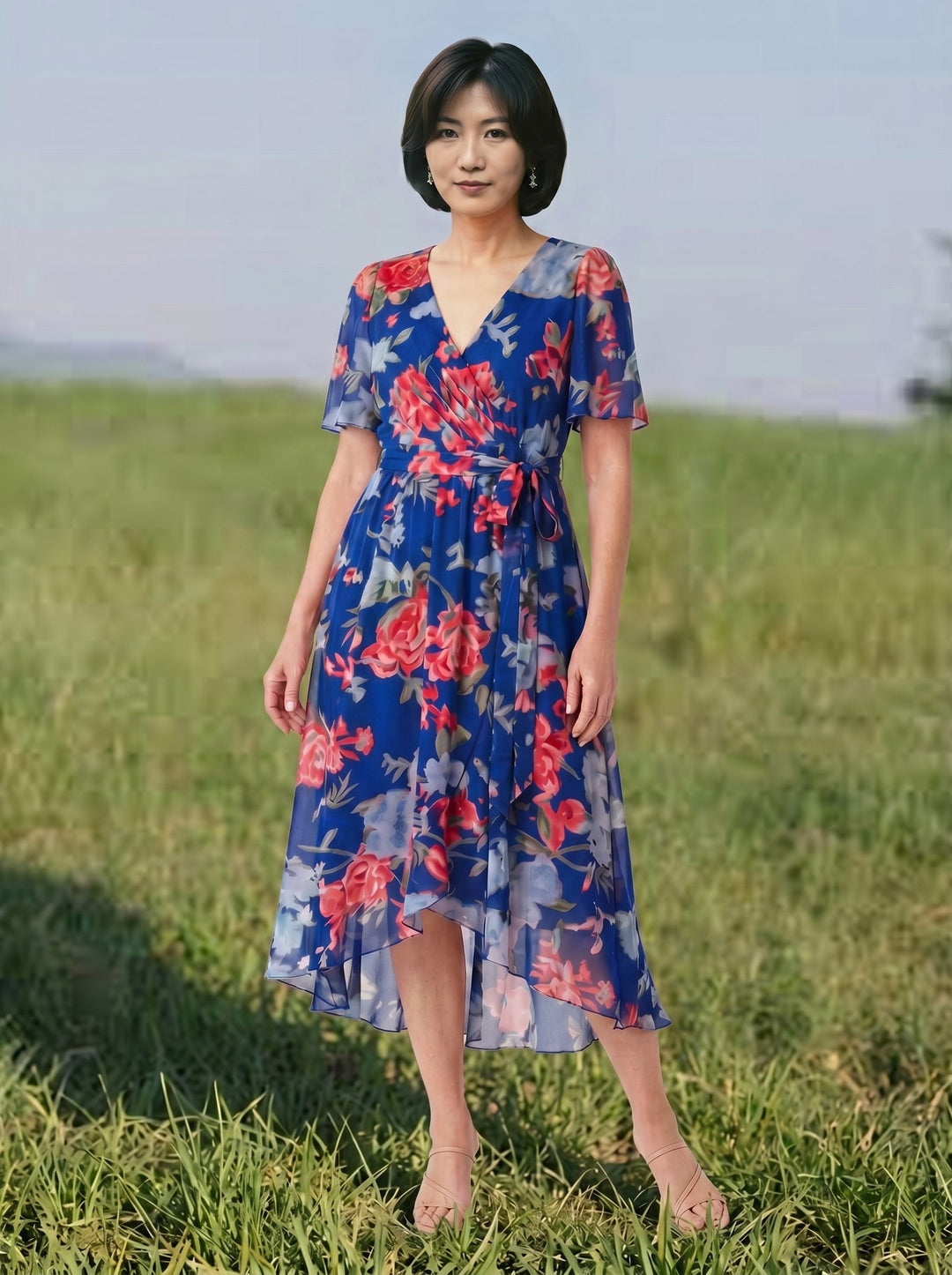 ナオミエ・優雅な花柄夏ドレス