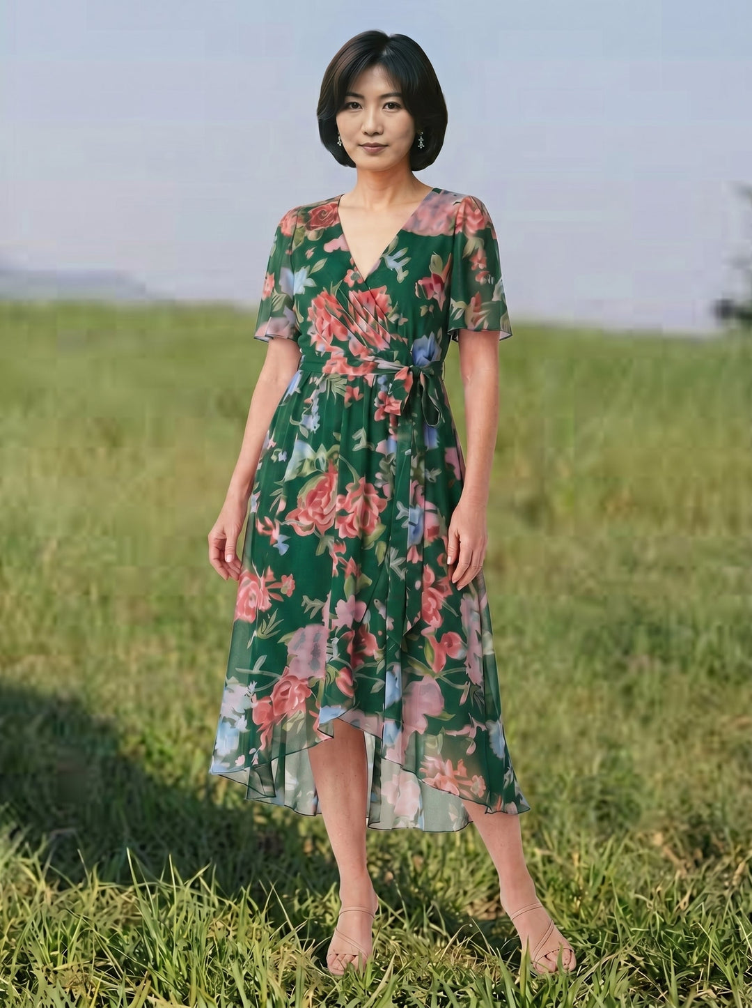 ナオミエ・優雅な花柄夏ドレス