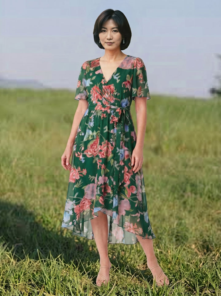 ナオミエ・優雅な花柄夏ドレス