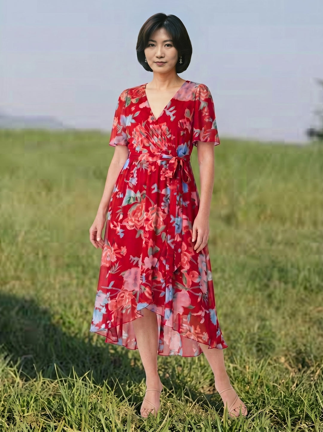 ナオミエ・優雅な花柄夏ドレス