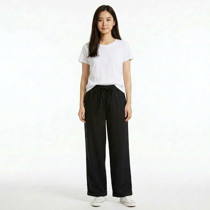 レディース コットンリネン混 カジュアルパンツ
